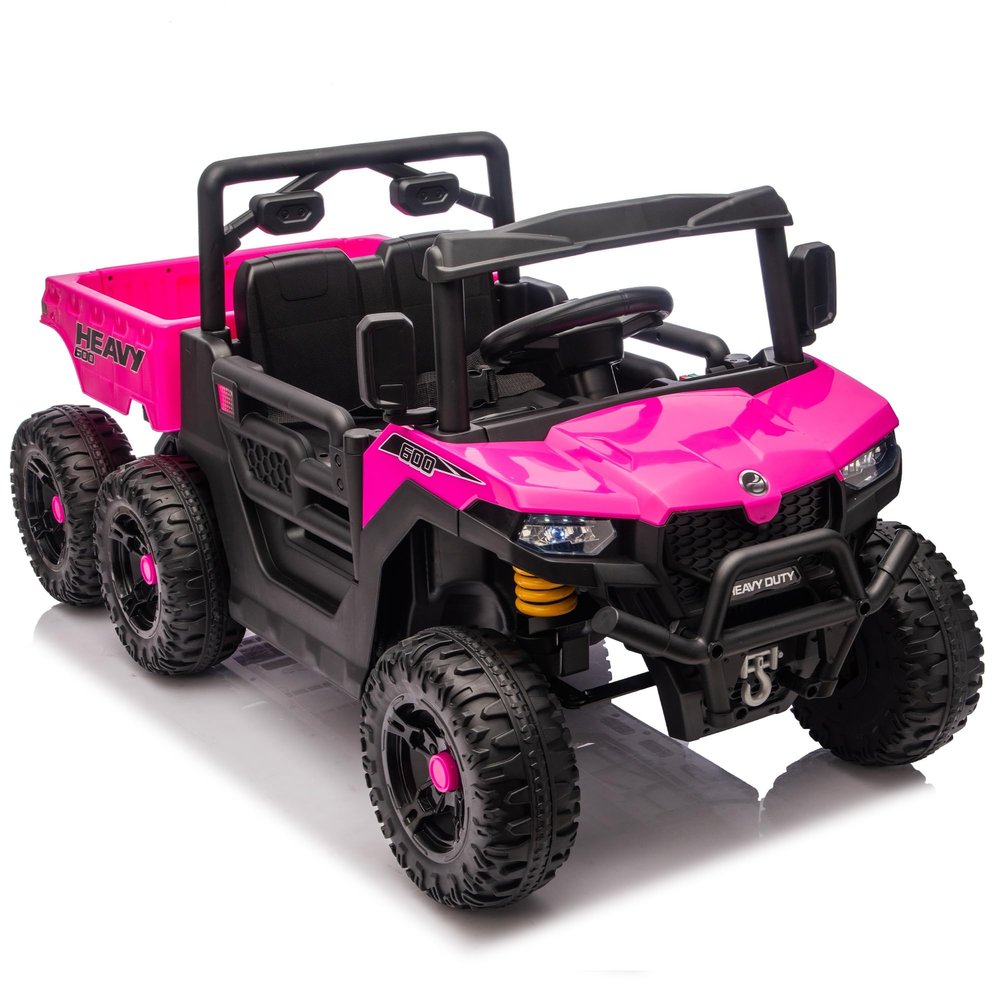24V 440W Kids Ride On Six-Wheel Electric Dump Truck with 2.4G Remote Control, Anti-Collision Bar, Bluetooth Music, Ages 3-5(Pink)