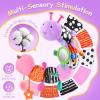 Baby Toys Sensory Musical Animal Stuffed Toy for Infant 0-3-6-12 Months Tummy Time Newborn, Plush Caterpillar with Mirror,Crinkle,Rattle Teething Toys for Baby Boys Girls Shower Gifts, Purple view 2