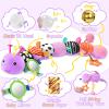 Baby Toys Sensory Musical Animal Stuffed Toy for Infant 0-3-6-12 Months Tummy Time Newborn, Plush Caterpillar with Mirror,Crinkle,Rattle Teething Toys for Baby Boys Girls Shower Gifts, Purple view 3
