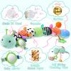 Baby Toys Sensory Musical Animal Stuffed Toy for Infant 0-3-6-12 Months Tummy Time Newborn, Plush Caterpillar with Mirror,Crinkle,Rattle Teething Toys for Baby Boys Girls Shower Gifts, Blue view 3
