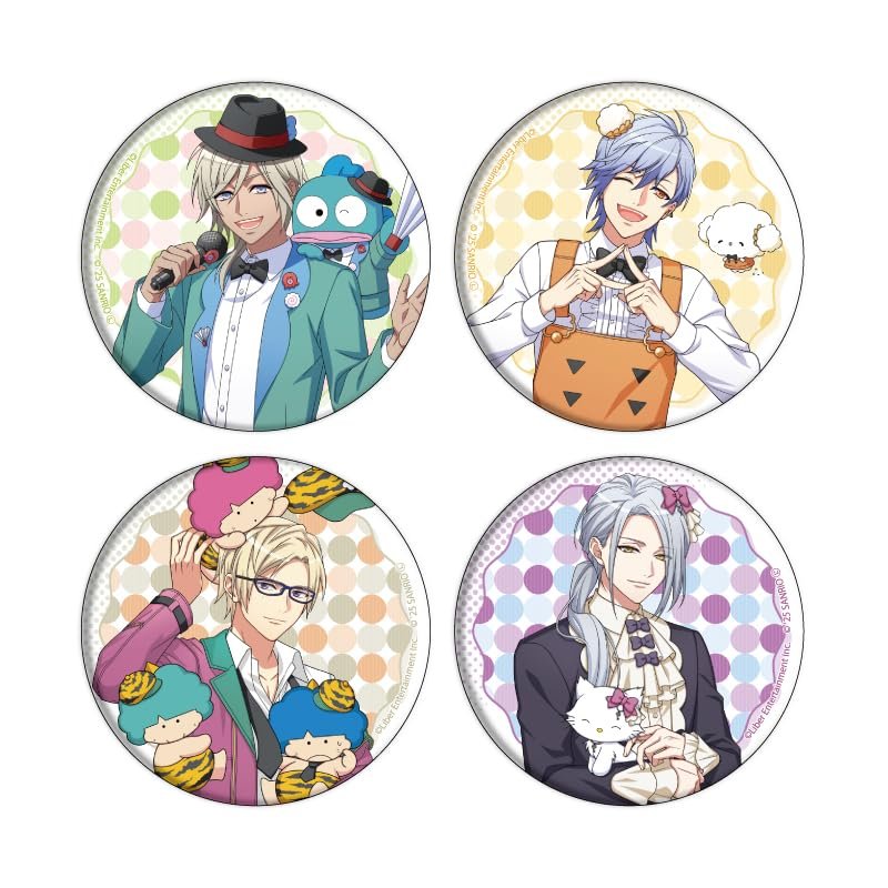 A3! x Sanrio Characters 03 Dot Design [Life Illustration] Tin Badge Set of 4