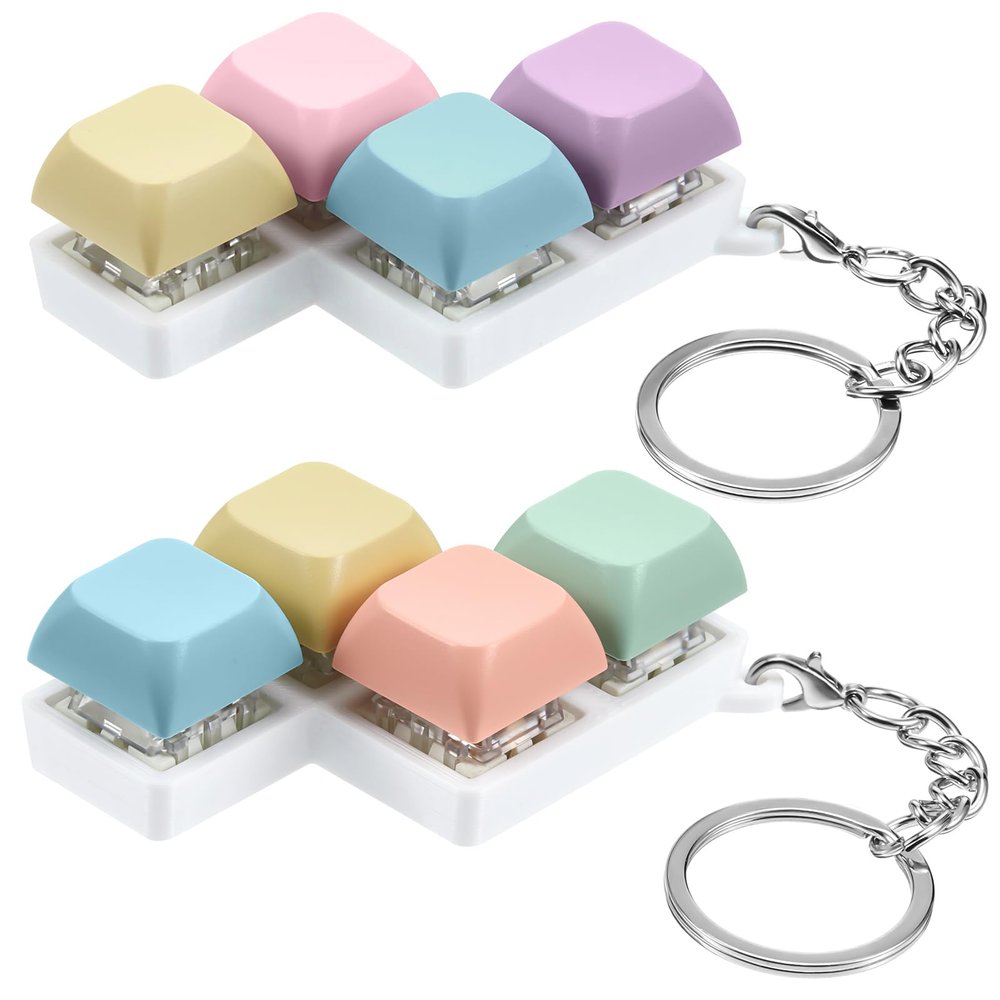 Taiyin Keyboard Toy Clicker Keyboard Fidget Keychain Decompression Toys Button Stress Relief Gifts for Adult to Relief Stress Pass The Time(Macarons Colors,Z Style)