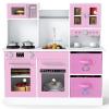 INFANS Kids Kitchen Play Set, Wooden Pretend Play Kitchen with Realistic Lights Sounds Coffee Maker Dishwasher Microwave Oven Foldable Fabric Drawers, Toddler Cooking Toys for Boys Girls view 1