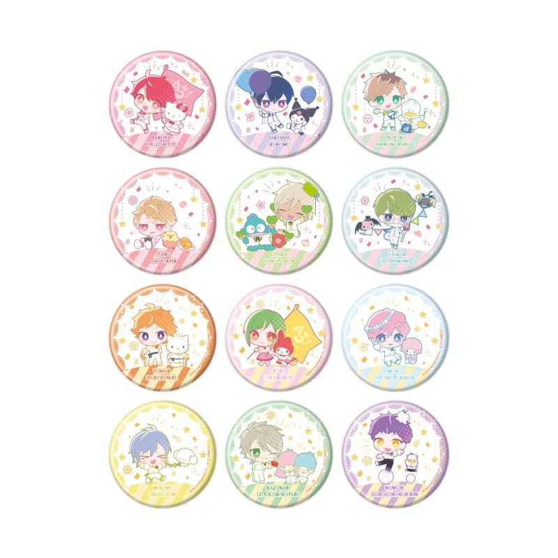 A3! x Sanrio Characters 07 S&S [Mini Characteristic] Tin Badge Complete Set, Box of 12