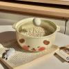 Cute instant noodle bowl with ceramic ears and lid-yellow puppy (with lid) view 2