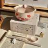 Cute instant noodle bowl with ceramic ears and lid-yellow puppy (with lid) view 3