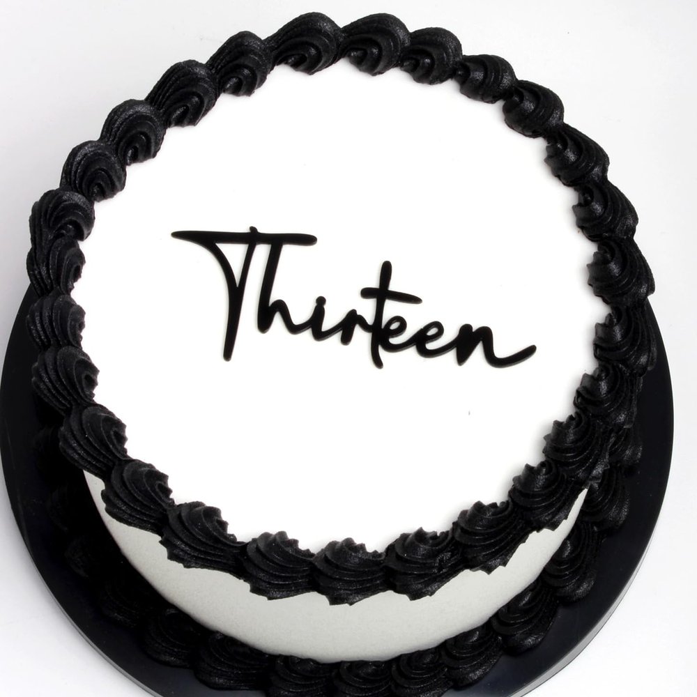13th Birthday Cake Topper  Acrylic "Thirteen" Decoration Black 13th Birthday Toppers for Teen Birthday Party, Happy 13 Cake Topper for Girls & Boys