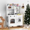 INFANS Kids Kitchen, Wooden Pretend Playset with Adjustable Heights Realistic Sounds Ice Maker Microwave Oven, Toddler Cooking Toy Gift for Boys Girls Aged 3+ view 2