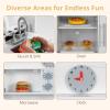 INFANS Kids Kitchen, Wooden Pretend Playset with Adjustable Heights Realistic Sounds Ice Maker Microwave Oven, Toddler Cooking Toy Gift for Boys Girls Aged 3+ view 4