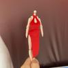1/12 Scale Female Figure Clothes, Form-Fitting Backless Cheongsam for 6 inch Action Figure, 1/12 Tight Cheongsam Chinese-Style Dress, Bodycon Halter-Neck Cheongsam (red) view 1