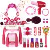 Toddler Vanity Set with Mirror, Lights & Music  Pink Princess Makeup Table with Stool, Pretend Play Beauty Salon Toy with Hair Dryer & Accessories for Little Girls Ages 35 Dress Up Gift (Pink) view 1