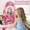 Toddler Vanity Set with Mirror, Lights & Music  Pink Princess Makeup Table with Stool, Pretend Play Beauty Salon Toy with Hair Dryer & Accessories for Little Girls Ages 35 Dress Up Gift (Pink) view 2