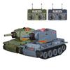 CRAFTLZ Mini RC Battle Tank Model, 1/64 Scale 2.4G RC Military Vehicles with Infrared Combat Mode, Rotating Turret and Track Drive (Green) (Green and Grey) view 1