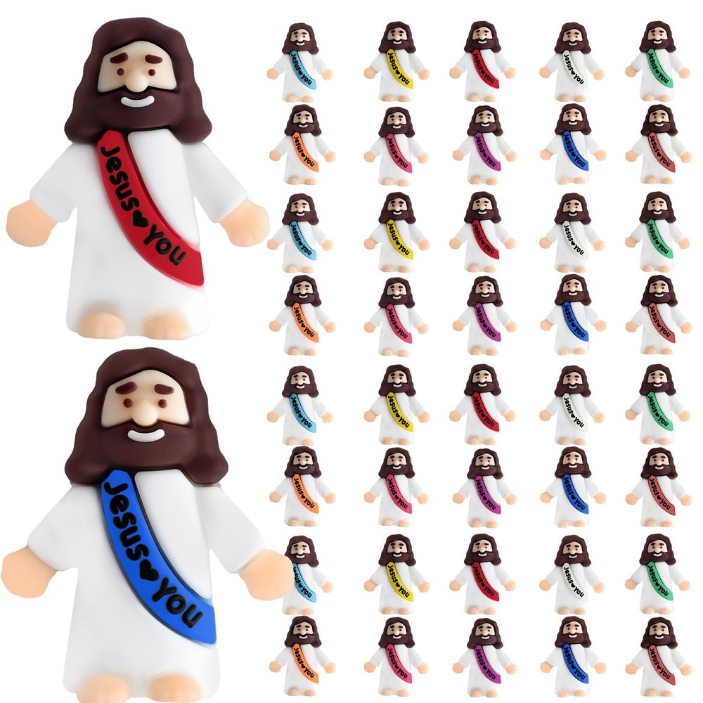 Babelshar 20 Pcs Little Jesus Figures, Action Figures Mini Jesus Love You Figurines in Bulk, Pocket Miniature Decorations to Hide and Seek Religious Christian Party Gift for Easter Egg Sunday School