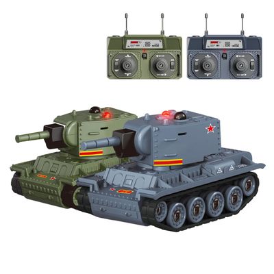 iREOGAME 1/64 Scale Remote Control Tank for Family, Mini RC Battle Tank with Infrared Combat Mode, Rotating Turret and Track Drive (Green) (Two)
