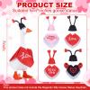 Shinylin 4 Set Valentines Day 7 Inch Desk Goose Outfits Heart Ladybug Mini Desk Goose Costumes Pink Heart Mini Porch Geese Outfits Cute and Funny Porch Geese Clothes for Magnetic Figurines view 2