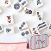 BUZCOZY Empty Mahjong Tiles Bag with 4 Pcs Acrylic Mahjong Line Finder Cards,Mahjong Tile Bags with Zipper for Game Party Travel Gatherings Accessories 9.4 x 6.1 x 3.1 in (Pink) view 4