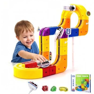 3D Infinity Track Set, Magnetic Train for Toddlers Ages 3-6, Flexible & Buildable Railway Toys for Toddlers, Electric Gravity Defying Car, STEM Educational Building Track Toys for Boys & Girls(51 Pcs)
