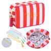 BUZCOZY Empty Mahjong Tiles Bag with 4 Pcs Acrylic Mahjong Line Finder Cards Thickened American Mahjong Rack Bags for Game Party Travel Gatherings Accessories 9.4 x 6.1 x 3.1 in Red view 1