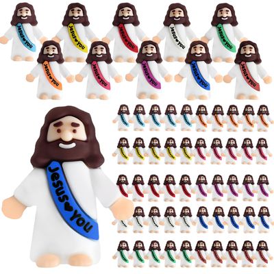 Babelshar 100 Pcs Little Jesus Figures, Action Figures Mini Jesus Love You Figurines in Bulk, Pocket Miniature Decorations to Hide and Seek Religious Christian Party Gift for Easter Egg Sunday School