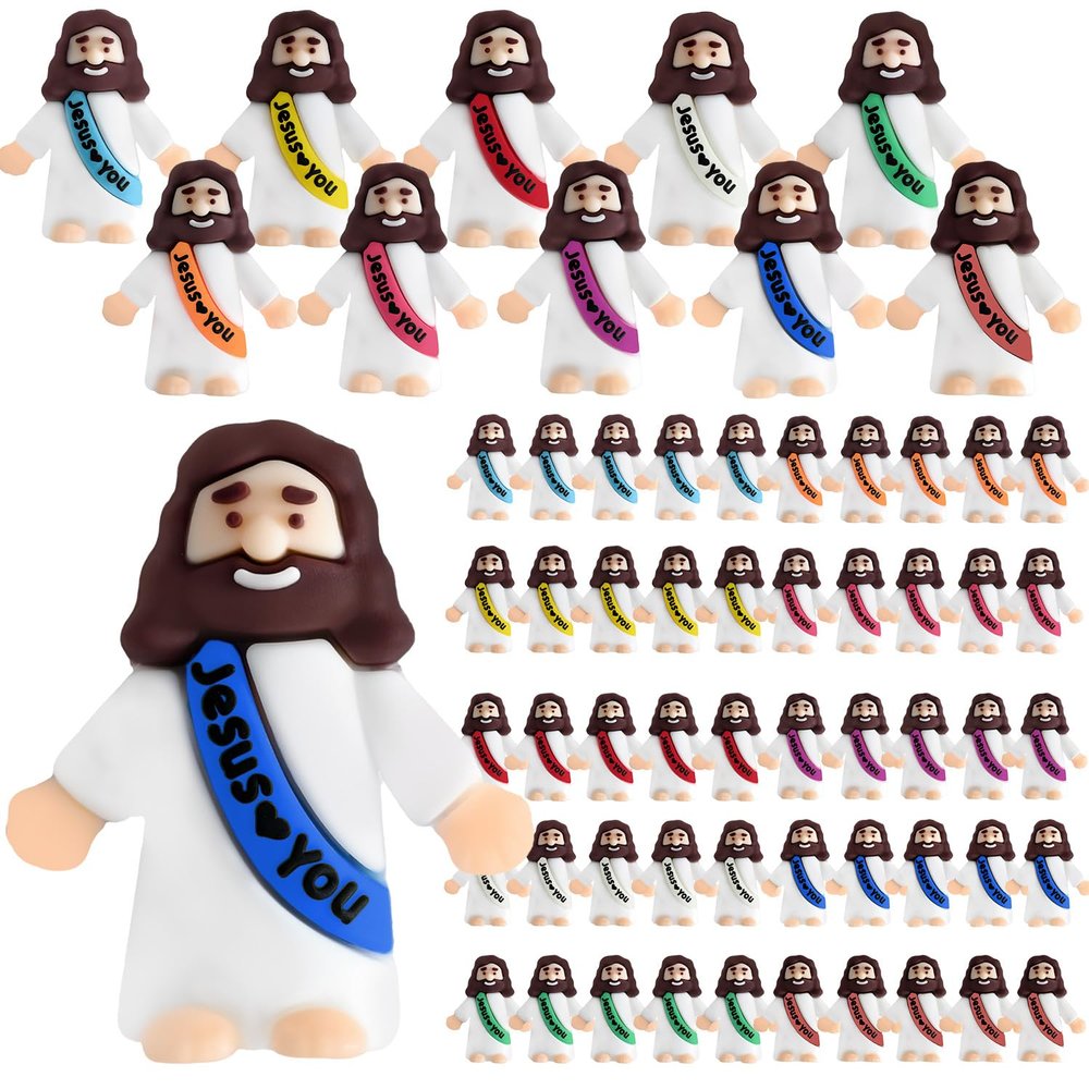 Babelshar 100 Pcs Little Jesus Figures, Action Figures Mini Jesus Love You Figurines in Bulk, Pocket Miniature Decorations to Hide and Seek Religious Christian Party Gift for Easter Egg Sunday School