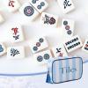 BUZCOZY Empty Mahjong Tiles Bag with 4 Pcs Acrylic Mahjong Line Finder Cards Thickened American Mahjong Rack Bags for Game Party Travel Gatherings Accessories 9.4 x 6.1 x 3.1 in Blue view 4