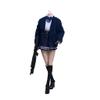 Fremego 1/6 Scale Female Clothes,Student Uniform Knitted Coat Shirt Pleated Skirt Socks Shoes Outfit Clothing for 12inch PH TBL JO Female Action Figure Body (Black) view 1