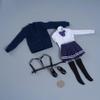 Fremego 1/6 Scale Female Clothes,Student Uniform Knitted Coat Shirt Pleated Skirt Socks Shoes Outfit Clothing for 12inch PH TBL JO Female Action Figure Body (Black) view 2