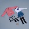 Fremego 1/6 Scale Female Clothes,Student Uniform Knitted Coat Shirt Pleated Skirt Socks Shoes Outfit Clothing for 12inch PH TBL JO Female Action Figure Body (Pink) view 2