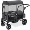 ELEMARA Foldable Wagon Stroller, Stroller Wagon for 2 Kids, Premium All Terrain Wagon for Kids with Removable Canopy, Adjustable Push/Pull Handle, Harnesses, Large Storage Bag, Gray view 1