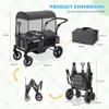 ELEMARA Foldable Wagon Stroller, Stroller Wagon for 2 Kids, Premium All Terrain Wagon for Kids with Removable Canopy, Adjustable Push/Pull Handle, Harnesses, Large Storage Bag, Gray view 2