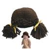 Gcroet 1PC Baby Wig, Funny Baby Hat Winter Warm Crocheted Yarn Wig with Clown Pigtail for Girls Infant Costume Coffee view 1