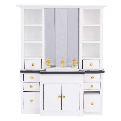 1/12 Basin Cabinet, a Bathroom Furni, Modern White Wooden Sink for and Bathroom, for 1/12 Scale Access