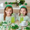 100 Pcs St. Patricks Day Shamrock Tableware Party Supplies Set, Serves 25  Disposable Green Clover Paper Plates, Napkins, and Forks for Irish Celebration, Lucky Party, or Spring Festival Decorations view 4