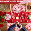 100 Pcs Valentines Day Heart Tableware Party Supplies Set, Serves 25  Disposable Pink & Red Heart Paper Plates, Napkins, and Forks for Romantic Dinner, Bridal Shower, Love-Themed Party Decorations view 4