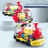 Aoaoy Light Up Train Toy, Transparent Electric Gear Train Toy with Music and Rotating Lights, Educational Crawling Toys for Kids Boys Girls view 2