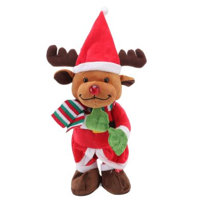 Aoaoy Dancing Santa, Dancing Singing Santa Claus Figurines Electric Christmas Plush Doll with 8 Songs Glowing Swing for Kids Adults (Christmas Elk)