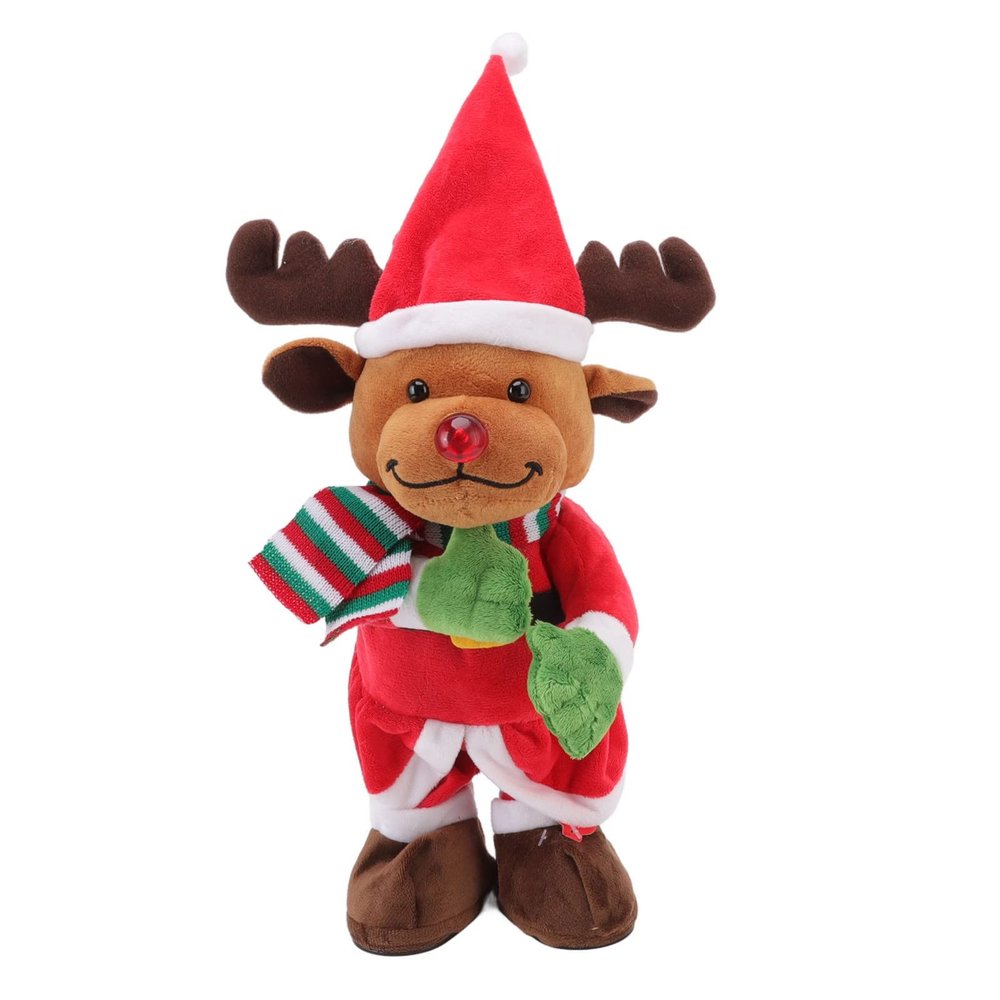 Aoaoy Dancing Santa, Dancing Singing Santa Claus Figurines Electric Christmas Plush Doll with 8 Songs Glowing Swing for Kids Adults (Christmas Elk)