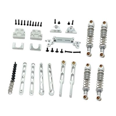 1/12 RC Upgrades Kit Front Rear Axle Fixed Pull Rods Metal Shock Absorber Brackets Fixing Components for MN82 RC Car DIY Accessories- Silver