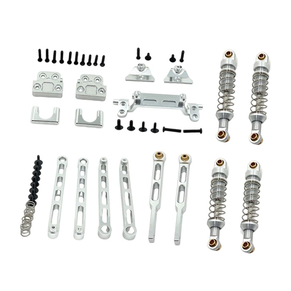 1/12 RC Upgrades Kit Front Rear Axle Fixed Pull Rods Metal Shock Absorber Brackets Fixing Components for MN82 RC Car DIY Accessories- Silver