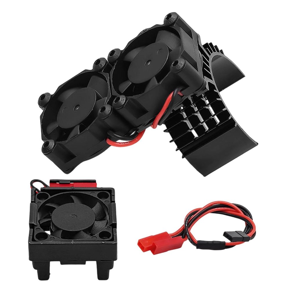 3340 RC Cooling Fan Set for VXL-3S 2WD/4WD Bandit Models, Professional Double Cooling Fans with 540 Heat Sink for 1/10 & 1/8 Scale RC Cars- Black