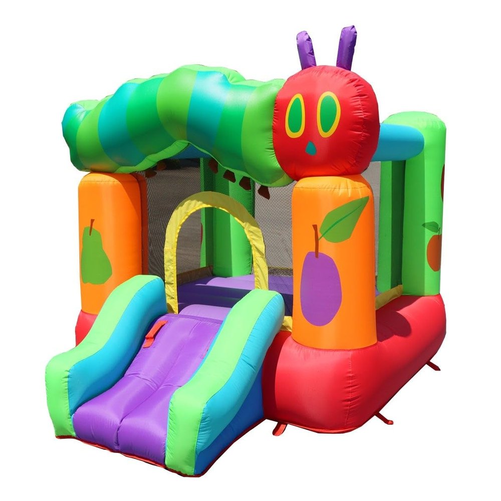 Backyard Kids The Very Hungry Caterpillar Inflatable Bounce House with Blower  Indoor Outdoor Toddler Bouncer for Kids Ages 3-10, 8.2ft Playhouse with Slide, Mesh Safety Net, Storage Bag & Stakes