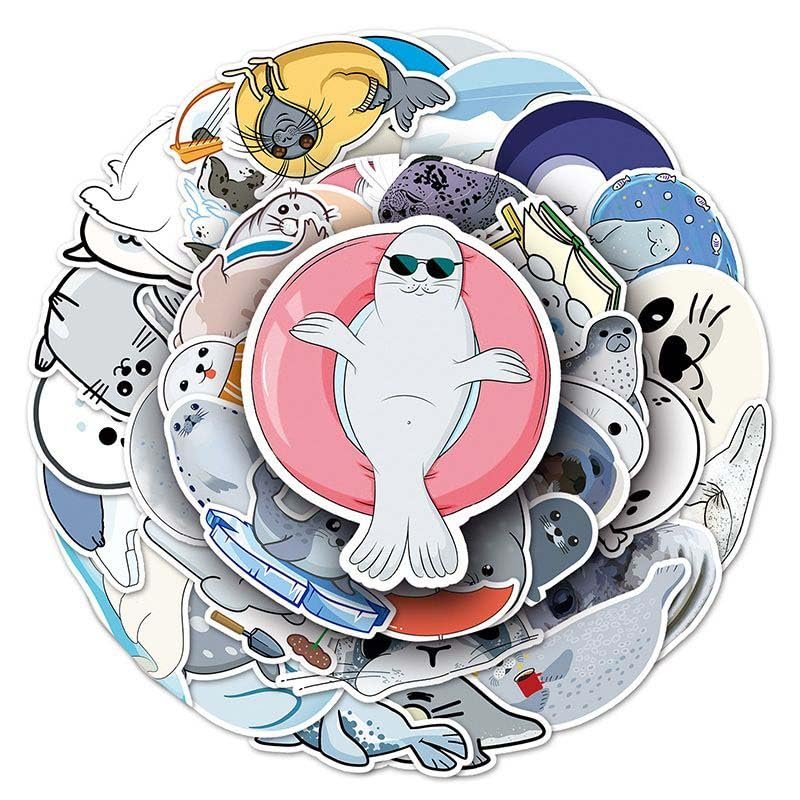 100 Adorable Animal Seal Stickers: Cartoon DIY Mobile Phone Travel Case Decals