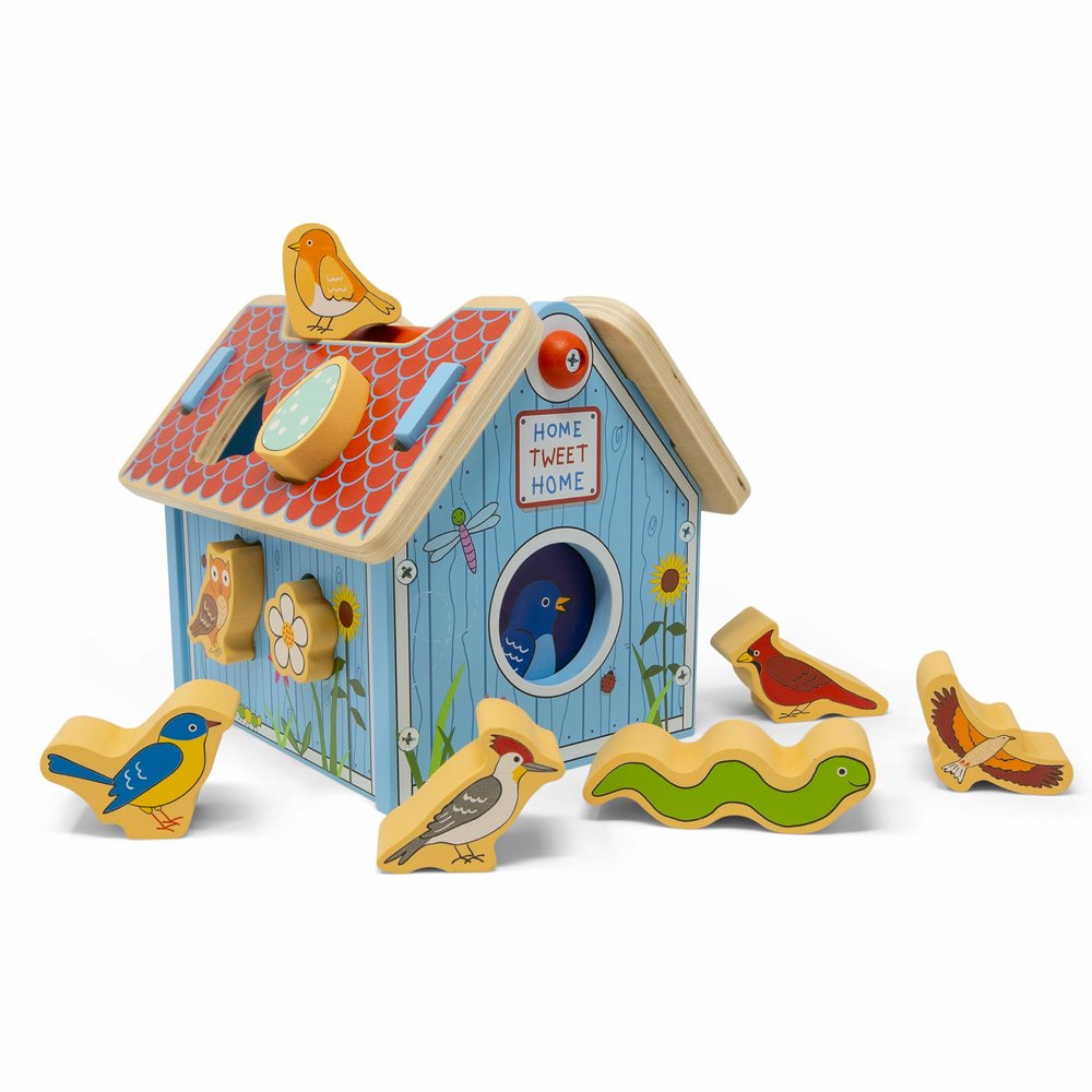 Jack Rabbit Creations Birdhouse Shape Sorter - Removable Roof - Age 18+ Mos