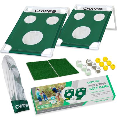 Chippo GO Portable Backyard Golf Chipping Game Set Lawn, Beach & Tailgate Chip & Toss 2-in-1 Golf Game (2 Targets, Mats, Foam Balls, Chippo Sacks, Carry Bag) Fun Outdoor Game for Families