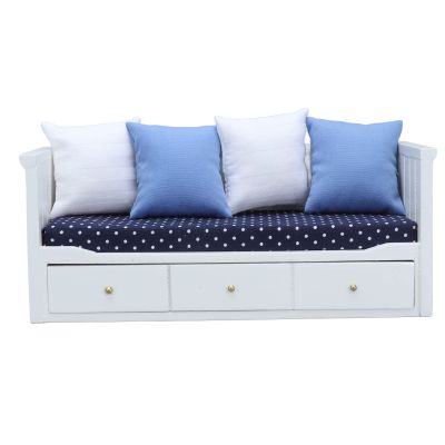 1:12 Scale a Sofa, Wooden Doll Furni, a with 4 and Openable Drawer, for Bedroom Li Room