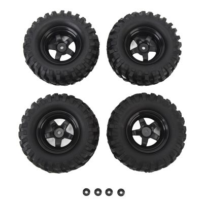 4Pcs 1.9in RC Wheel Rims Tires Set, RCler Wheel Rims Rubber Tires, Shock Absorption and, Enhanced Traction for 1/10 RC Crawler Car, Compatible