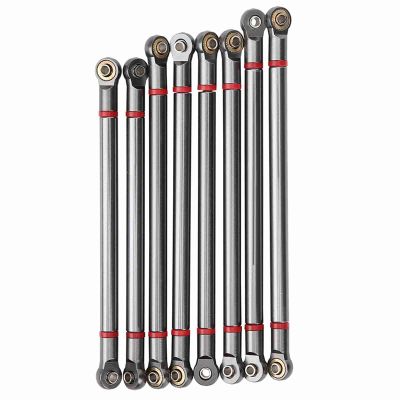 8Pcs Chassis Aluum y Rod for 1/10 Scale 313mm Wheelbase RC Crawler Car, RC Rod Accessory, Upgrade Metal Rods with 115mm/125mm/130mm Length, (Blue Black)