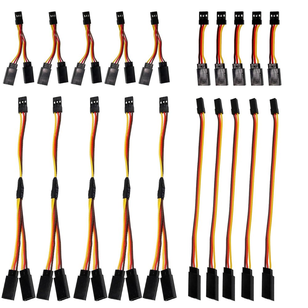 20Pcs Servo Extension Cable and Y Harness Splitter for RC Airplane Car Drone, Compatible with JR Futaba Spektrum (1.97nch /5.9-Inch)