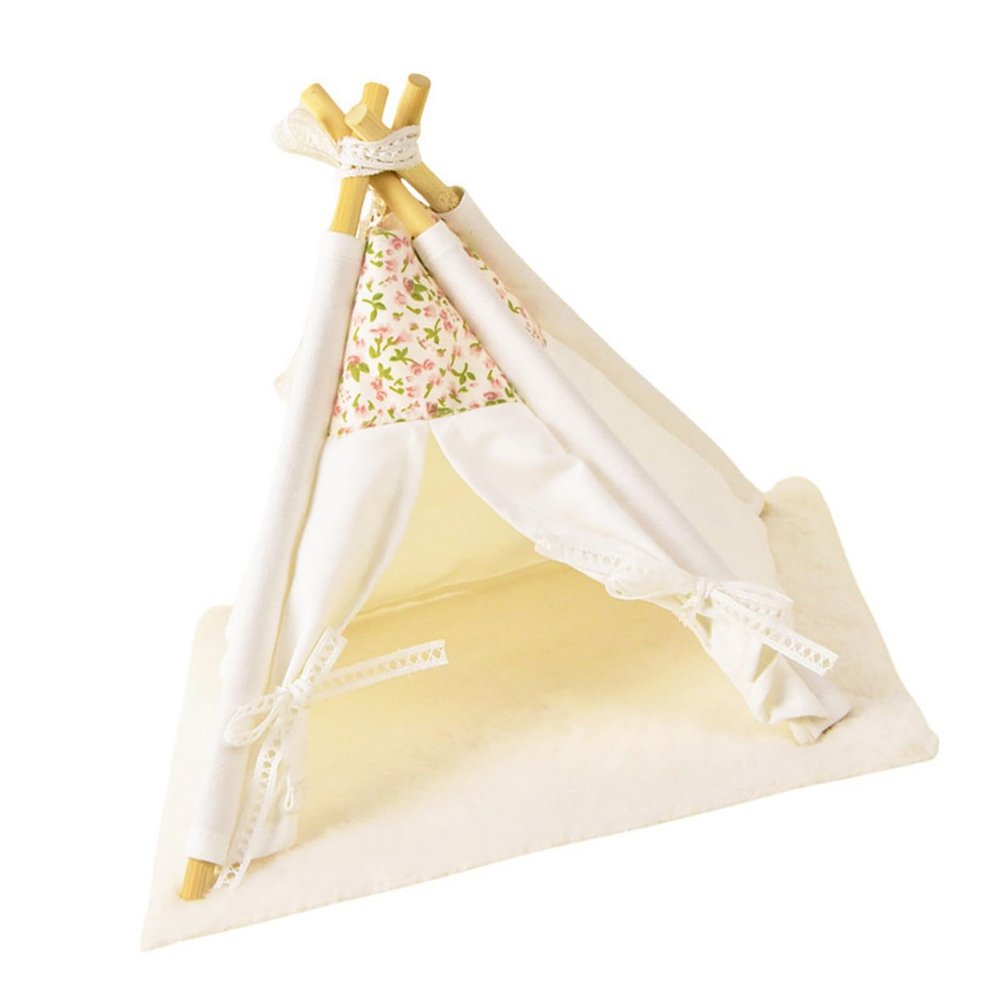 Miniature Camping Tent with Rural Flower Pattern 1/12 Doll House Decoration Scene Setting Props Accessories House Furniture